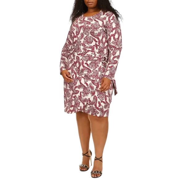 NWT! Michael Kors Plus Size Pop Paisley Faux Wrap Dress - Size 0X (12W) - Picture 1 of 9